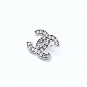 CHANEL シャネル ココマーク ピアス 重量約5.48g 08A刻印 メタル ラインストーン シルバー 両耳用 美品 中古 4a007081