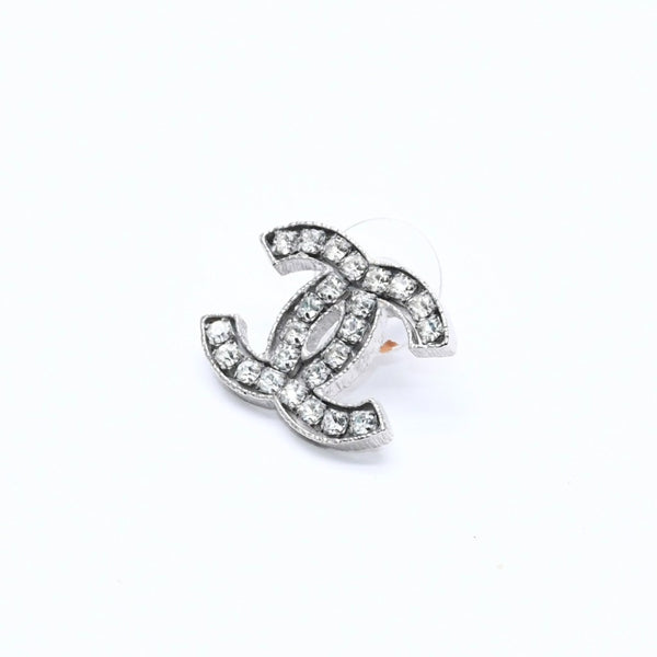 CHANEL シャネル ココマーク ピアス 重量約5.48g 08A刻印 メタル ラインストーン シルバー 両耳用 美品 中古 4a007081