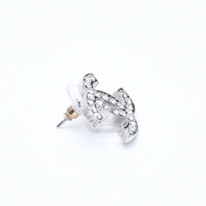 CHANEL シャネル ココマーク ピアス 重量約5.48g 08A刻印 メタル ラインストーン シルバー 両耳用 美品 中古 4a007081