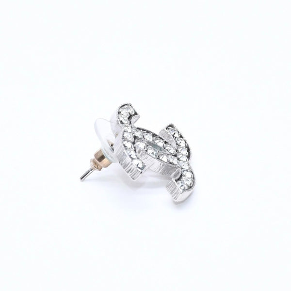 CHANEL シャネル ココマーク ピアス 重量約5.48g 08A刻印 メタル ラインストーン シルバー 両耳用 美品 中古 4a007081
