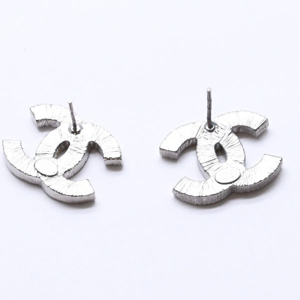 CHANEL シャネル ココマーク ピアス 重量約5.48g 08A刻印 メタル ラインストーン シルバー 両耳用 美品 中古 4a007081