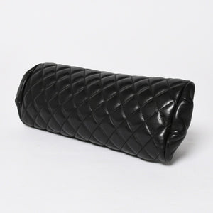 Very Good Condition CHANEL Clutch Bag Matelasse Black Lambskin Silver Hardware No. 13 Used 4a008197