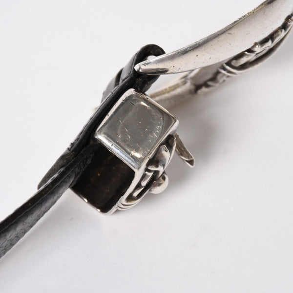 CHROME HEARTS BLT CLASSIC 3PC Classic 3PC Leather Belt Size 32 Black Silver 925 Good Condition Used 4a008575