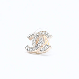 極美品 CHANEL シャネル ココマーク スタッドピアス 重量約2.68g F18V刻印 GP メタル ラインストーン ゴールド 両耳用 中古 4a007082