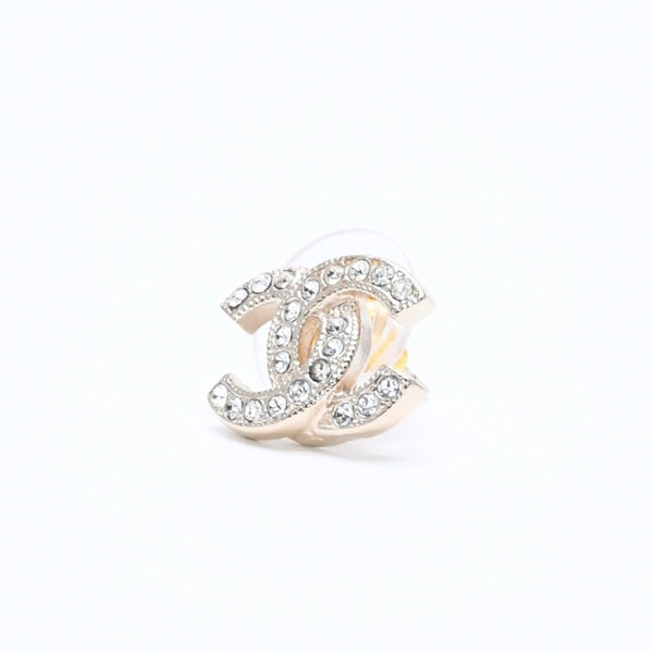 極美品 CHANEL シャネル ココマーク スタッドピアス 重量約2.68g F18V刻印 GP メタル ラインストーン ゴールド 両耳用 中古 4a007082