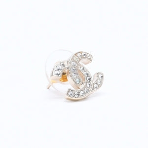 極美品 CHANEL シャネル ココマーク スタッドピアス 重量約2.68g F18V刻印 GP メタル ラインストーン ゴールド 両耳用 中古 4a007082