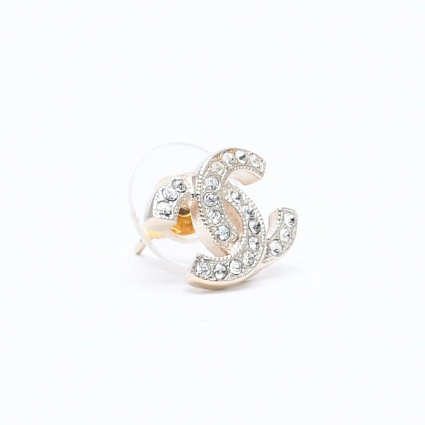 極美品 CHANEL シャネル ココマーク スタッドピアス 重量約2.68g F18V刻印 GP メタル ラインストーン ゴールド 両耳用 中古 4a007082
