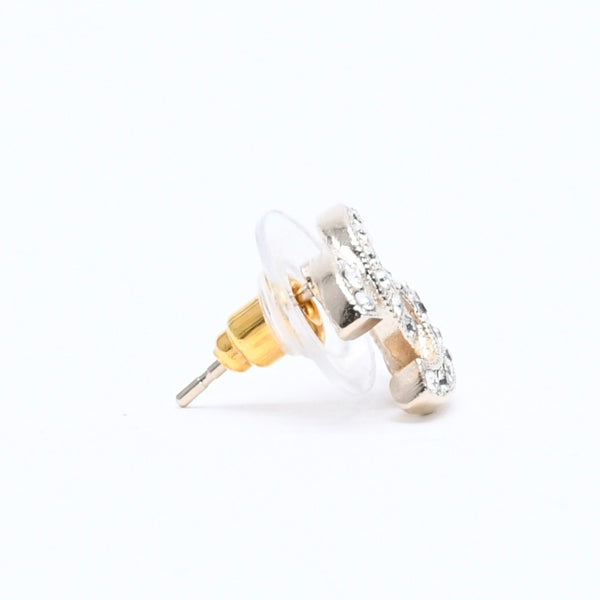 極美品 CHANEL シャネル ココマーク スタッドピアス 重量約2.68g F18V刻印 GP メタル ラインストーン ゴールド 両耳用 中古 4a007082