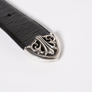 CHROME HEARTS BLT CLASSIC 3PC Classic 3PC Leather Belt Size 32 Black Silver 925 Good Condition Used 4a008575