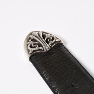 CHROME HEARTS BLT CLASSIC 3PC Classic 3PC Leather Belt Size 32 Black Silver 925 Good Condition Used 4a008575