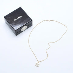 極美品 CHANEL シャネル ココマーク ネックレス 重量約3.16g 01A刻印 GP メタル ラインストーン 全長約44.5cm 中古 4a007100
