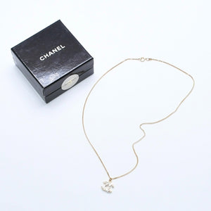 極美品 CHANEL シャネル ココマーク ネックレス 重量約3.16g 01A刻印 GP メタル ラインストーン 全長約44.5cm 中古 4a007100