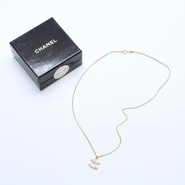 極美品 CHANEL シャネル ココマーク ネックレス 重量約3.16g 01A刻印 GP メタル ラインストーン 全長約44.5cm 中古 4a007100