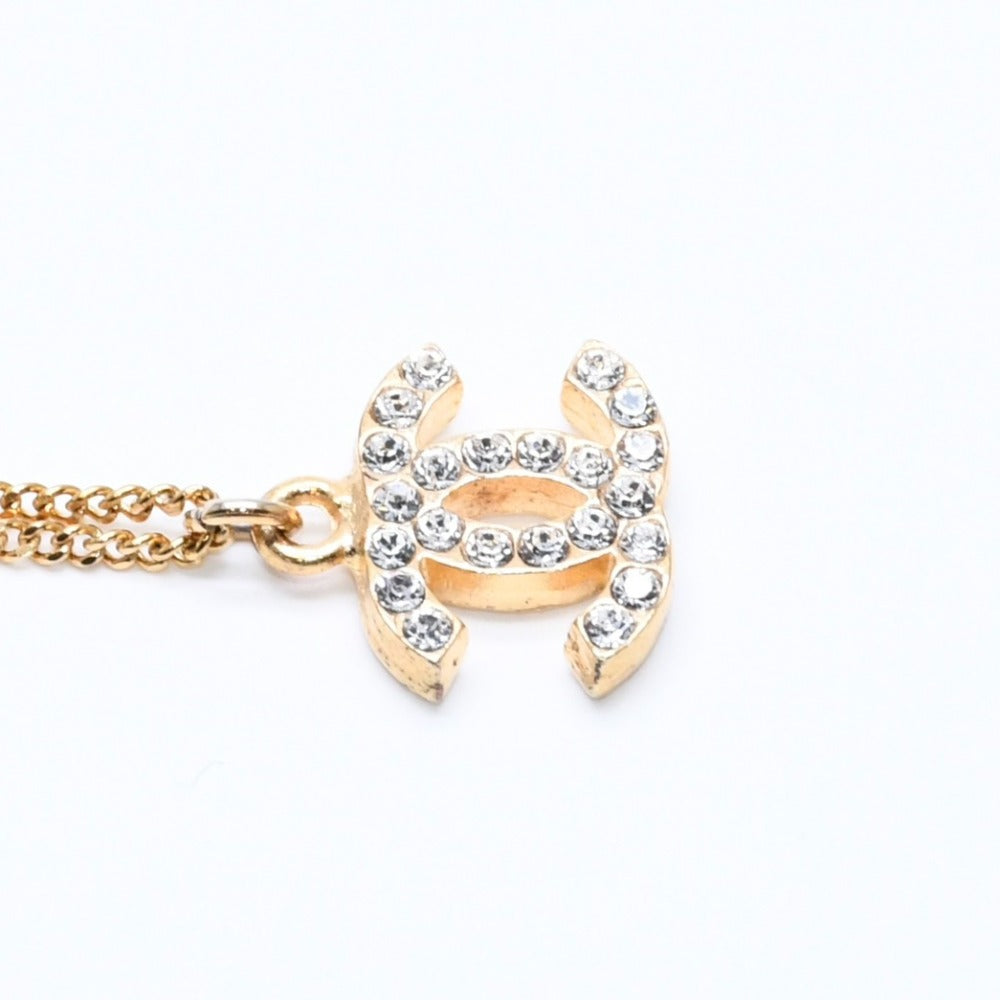 Very Good Condition CHANEL Coco Mark Necklace Weight Approx. 3.16g 01A Stamp GP Metal Rhinestone Total Length Approx. 44.5cm Used 4a007100