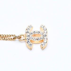 極美品 CHANEL シャネル ココマーク ネックレス 重量約3.16g 01A刻印 GP メタル ラインストーン 全長約44.5cm 中古 4a007100