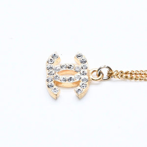 極美品 CHANEL シャネル ココマーク ネックレス 重量約3.16g 01A刻印 GP メタル ラインストーン 全長約44.5cm 中古 4a007100