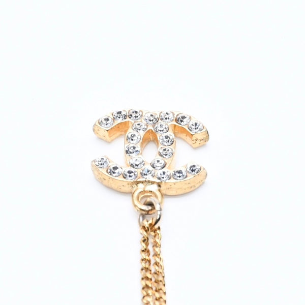 極美品 CHANEL シャネル ココマーク ネックレス 重量約3.16g 01A刻印 GP メタル ラインストーン 全長約44.5cm 中古 4a007100