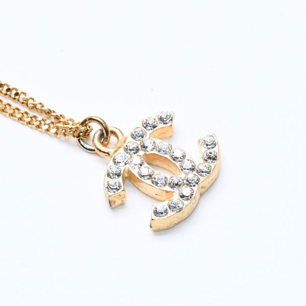 極美品 CHANEL シャネル ココマーク ネックレス 重量約3.16g 01A刻印 GP メタル ラインストーン 全長約44.5cm 中古 4a007100