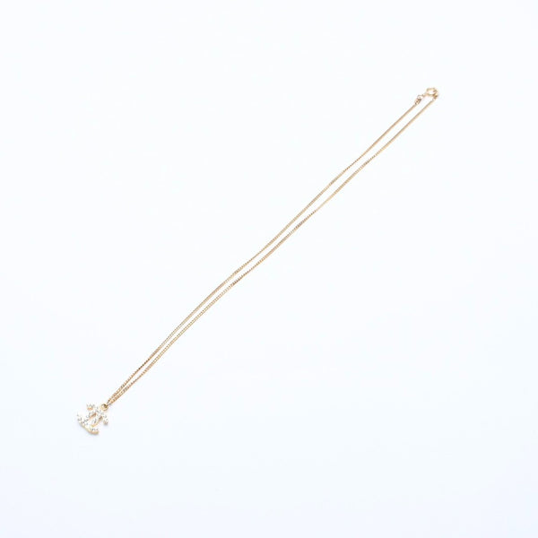 極美品 CHANEL シャネル ココマーク ネックレス 重量約3.16g 01A刻印 GP メタル ラインストーン 全長約44.5cm 中古 4a007100