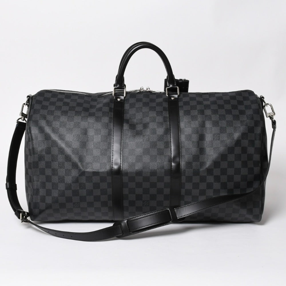 極美品 LOUIS VUITTON ルイヴィトン キーポルバンドリエール55 ボストンバッグ N41413 ダミエグラフィット ブラック 中古 4a008198