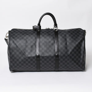 極美品 LOUIS VUITTON ルイヴィトン キーポルバンドリエール55 ボストンバッグ N41413 ダミエグラフィット ブラック 中古 4a008198