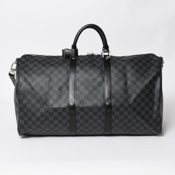 極美品 LOUIS VUITTON ルイヴィトン キーポルバンドリエール55 ボストンバッグ N41413 ダミエグラフィット ブラック 中古 4a008198