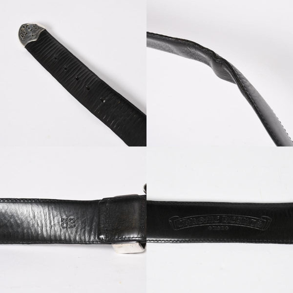 CHROME HEARTS BLT CLASSIC 3PC Classic 3PC Leather Belt Size 32 Black Silver 925 Good Condition Used 4a008575