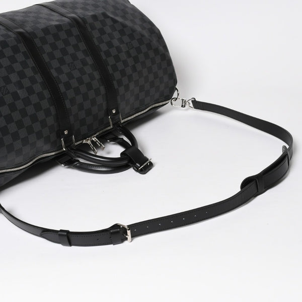 極美品 LOUIS VUITTON ルイヴィトン キーポルバンドリエール55 ボストンバッグ N41413 ダミエグラフィット ブラック 中古 4a008198