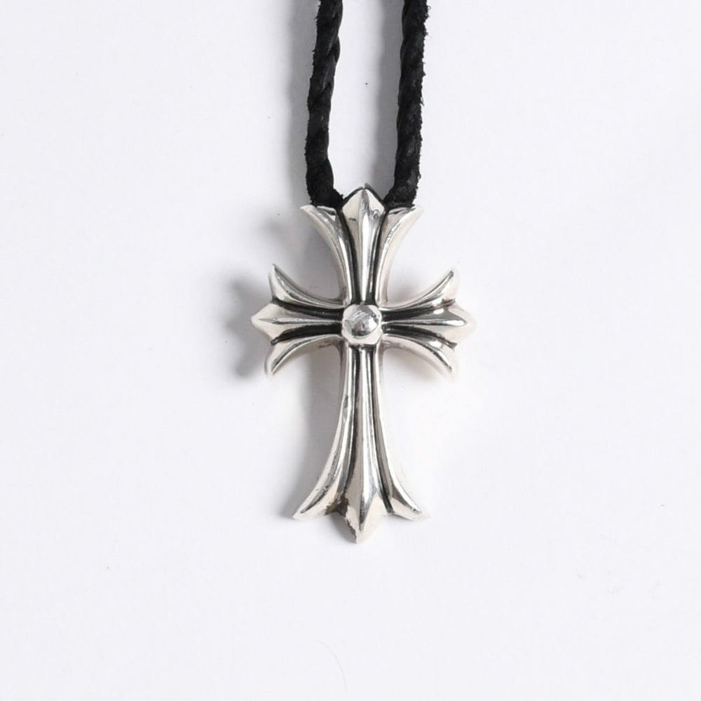 極美品 CHROME HEARTS クロムハーツ CH CRS SML CL W/LACESTPPRV1 スモールCHクロス ボロチップブレイド ネックレス 重量38.60g 中古 4a007929