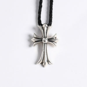 極美品 CHROME HEARTS クロムハーツ CH CRS SML CL W/LACESTPPRV1 スモールCHクロス ボロチップブレイド ネックレス 重量38.60g 中古 4a007929