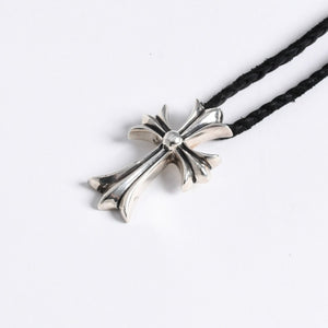極美品 CHROME HEARTS クロムハーツ CH CRS SML CL W/LACESTPPRV1 スモールCHクロス ボロチップブレイド ネックレス 重量38.60g 中古 4a007929