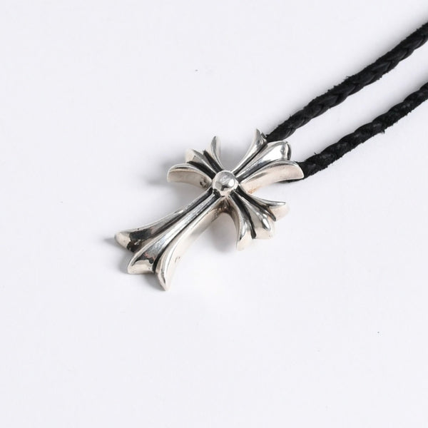 極美品 CHROME HEARTS クロムハーツ CH CRS SML CL W/LACESTPPRV1 スモールCHクロス ボロチップブレイド ネックレス 重量38.60g 中古 4a007929