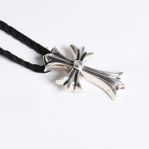極美品 CHROME HEARTS クロムハーツ CH CRS SML CL W/LACESTPPRV1 スモールCHクロス ボロチップブレイド ネックレス 重量38.60g 中古 4a007929