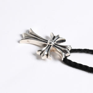 極美品 CHROME HEARTS クロムハーツ CH CRS SML CL W/LACESTPPRV1 スモールCHクロス ボロチップブレイド ネックレス 重量38.60g 中古 4a007929