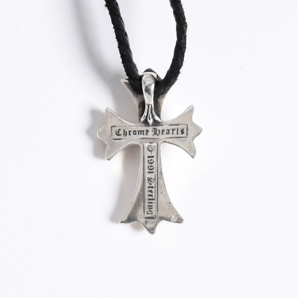 極美品 CHROME HEARTS クロムハーツ CH CRS SML CL W/LACESTPPRV1 スモールCHクロス ボロチップブレイド ネックレス 重量38.60g 中古 4a007929