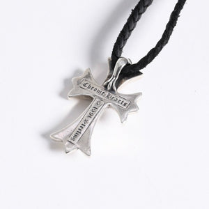 極美品 CHROME HEARTS クロムハーツ CH CRS SML CL W/LACESTPPRV1 スモールCHクロス ボロチップブレイド ネックレス 重量38.60g 中古 4a007929