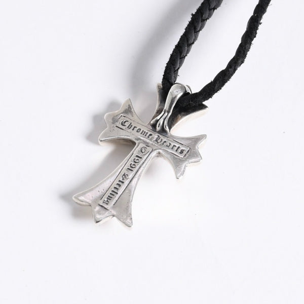 極美品 CHROME HEARTS クロムハーツ CH CRS SML CL W/LACESTPPRV1 スモールCHクロス ボロチップブレイド ネックレス 重量38.60g 中古 4a007929