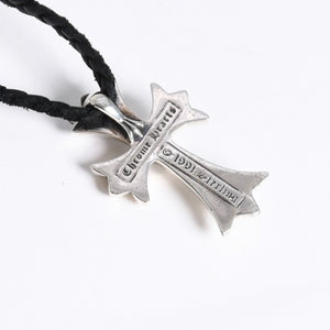 極美品 CHROME HEARTS クロムハーツ CH CRS SML CL W/LACESTPPRV1 スモールCHクロス ボロチップブレイド ネックレス 重量38.60g 中古 4a007929