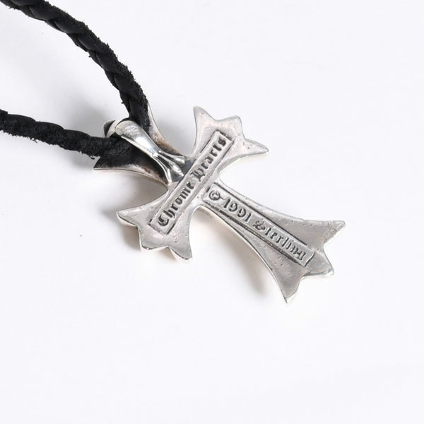 極美品 CHROME HEARTS クロムハーツ CH CRS SML CL W/LACESTPPRV1 スモールCHクロス ボロチップブレイド ネックレス 重量38.60g 中古 4a007929