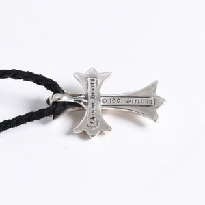 極美品 CHROME HEARTS クロムハーツ CH CRS SML CL W/LACESTPPRV1 スモールCHクロス ボロチップブレイド ネックレス 重量38.60g 中古 4a007929
