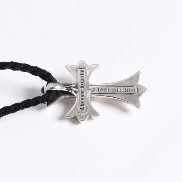 極美品 CHROME HEARTS クロムハーツ CH CRS SML CL W/LACESTPPRV1 スモールCHクロス ボロチップブレイド ネックレス 重量38.60g 中古 4a007929