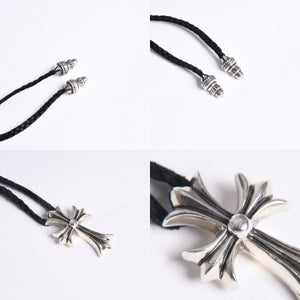 極美品 CHROME HEARTS クロムハーツ CH CRS SML CL W/LACESTPPRV1 スモールCHクロス ボロチップブレイド ネックレス 重量38.60g 中古 4a007929