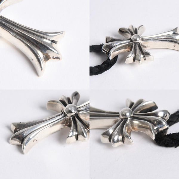 極美品 CHROME HEARTS クロムハーツ CH CRS SML CL W/LACESTPPRV1 スモールCHクロス ボロチップブレイド ネックレス 重量38.60g 中古 4a007929