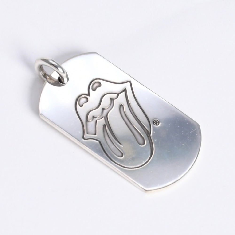 極美品 CHROME HEARTS クロムハーツ ラージ リップ&タン ドッグタグ ペンダントトップ 重量約22.74g シルバー925 中古 4a008232