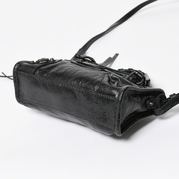 極美品 BALENCIAGA バレンシアガ Le City ル シティ ミニハンドバッグ 819671 ショルダーバッグ 2WAY ラムスキン ブラック 中古 4a008221