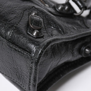 極美品 BALENCIAGA バレンシアガ Le City ル シティ ミニハンドバッグ 819671 ショルダーバッグ 2WAY ラムスキン ブラック 中古 4a008221