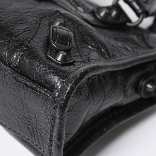 極美品 BALENCIAGA バレンシアガ Le City ル シティ ミニハンドバッグ 819671 ショルダーバッグ 2WAY ラムスキン ブラック 中古 4a008221
