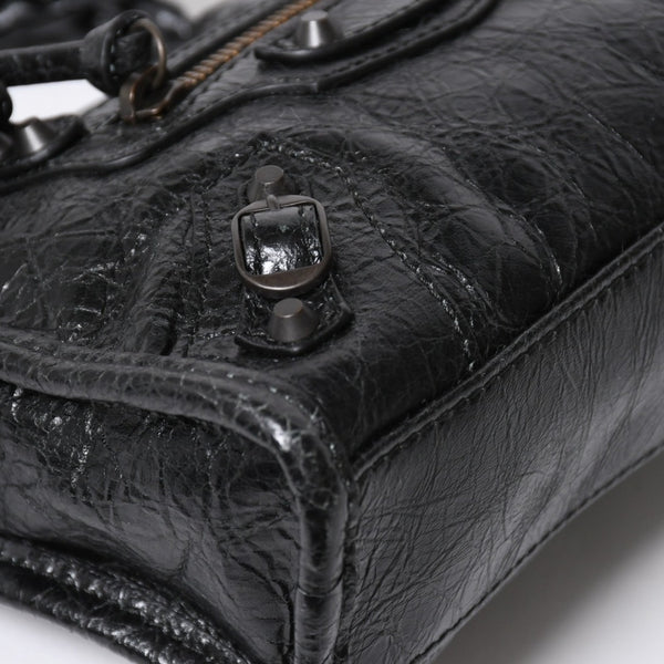極美品 BALENCIAGA バレンシアガ Le City ル シティ ミニハンドバッグ 819671 ショルダーバッグ 2WAY ラムスキン ブラック 中古 4a008221