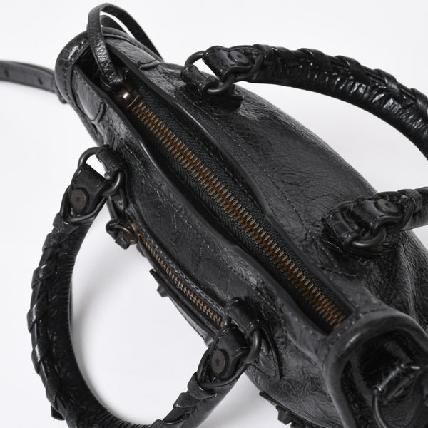 極美品 BALENCIAGA バレンシアガ Le City ル シティ ミニハンドバッグ 819671 ショルダーバッグ 2WAY ラムスキン ブラック 中古 4a008221