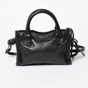 極美品 BALENCIAGA バレンシアガ Le City ル シティ ミニハンドバッグ 819671 ショルダーバッグ 2WAY ラムスキン ブラック 中古 4a008221
